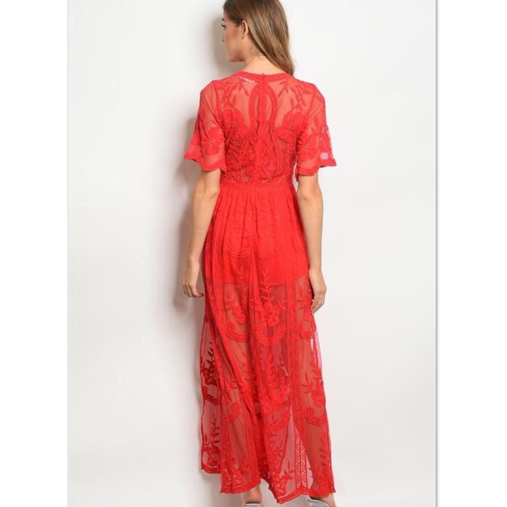 ‘Dawning’ Red Romper Dress - Picture 2 of 4